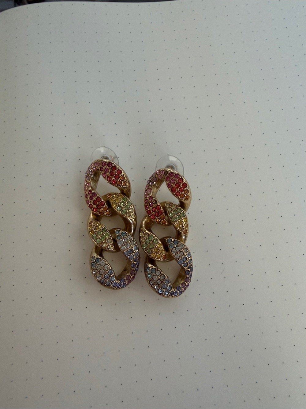 Oscar de la Renta Gold-Tone Multicolor Link Drop Earrings - Women Jewelry